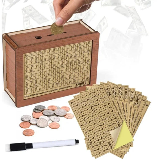 Handmade Natural Wooden Piggy Bank Decorative Disposable Saveing Money Box with Money Goals Counter Piggy Bank for Kids Adults