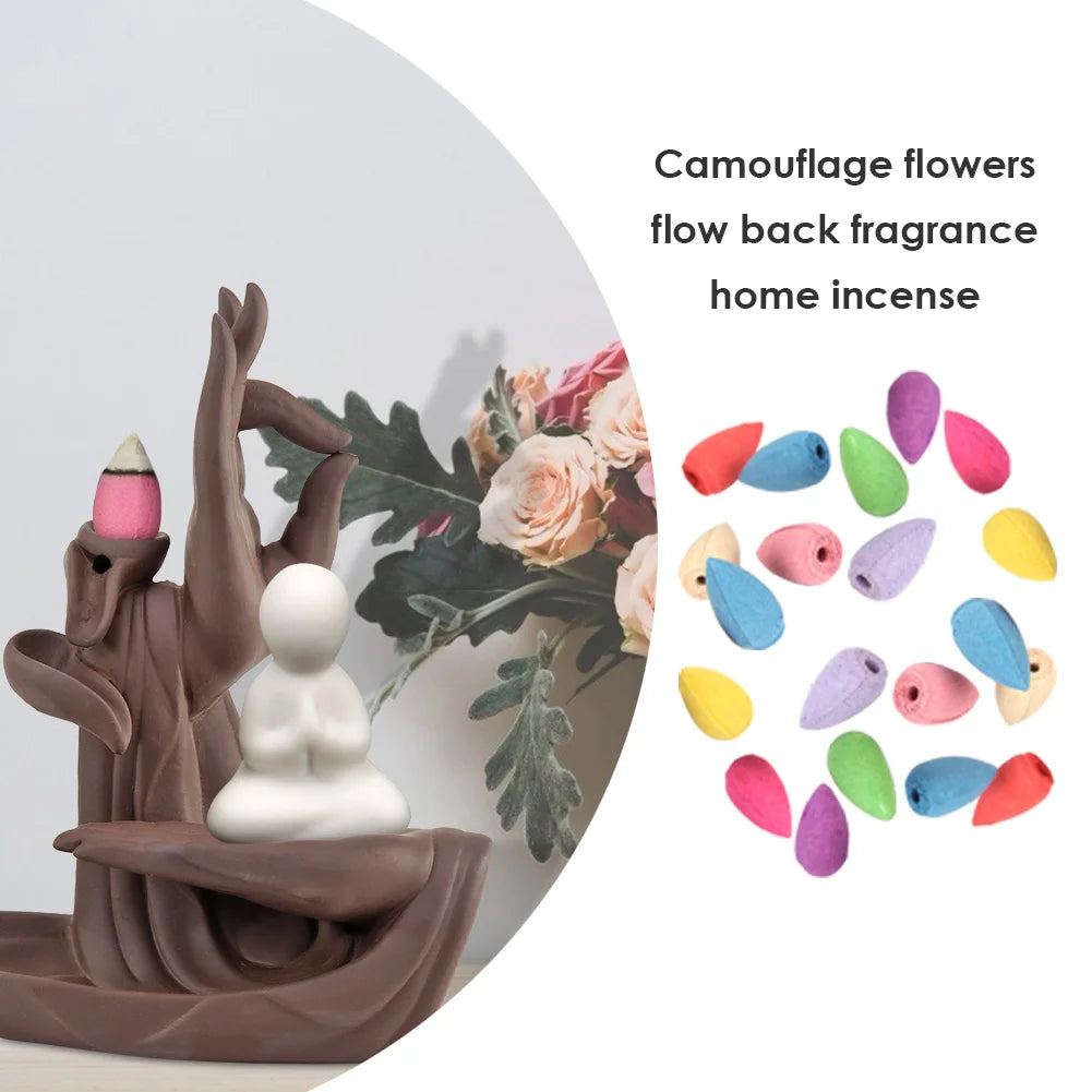 Natural Incense Mixed Waterfall Smoke Backflow Cone Burner Incense Fragrant Reflux Aromatherapy Tea Room Yoga Room Meditation