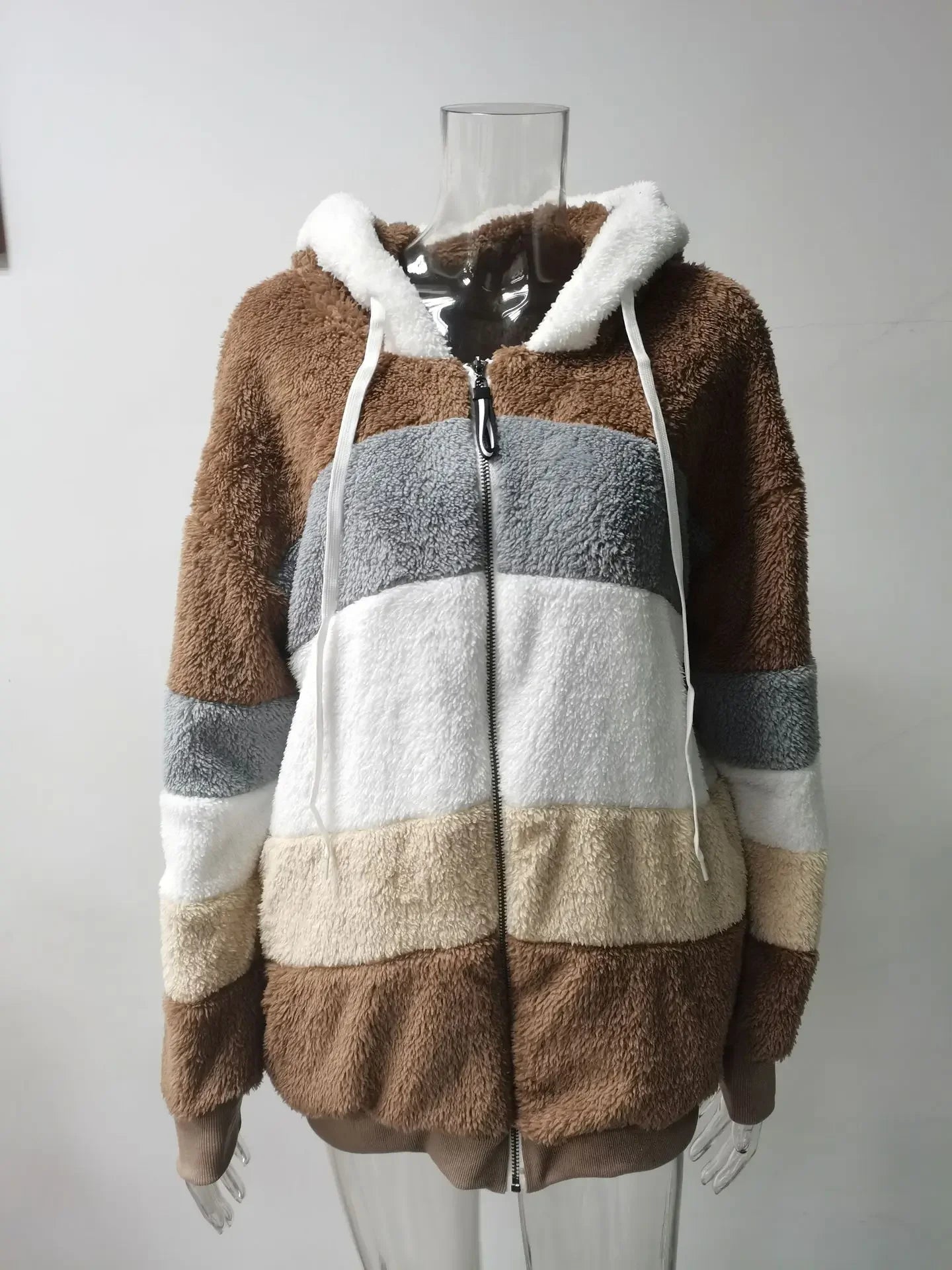 Customizable 2024 New UZZDSS Winter Women Coat Fashion Casual Stitching Plaid Clothes Hooded Zipper Ladies Coat Women Jacket