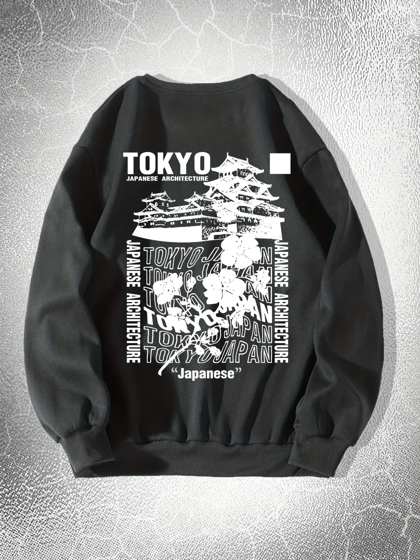 Japanese Tokyo Sakura Printing Spring Casual Women Pullover Sweatshirt Warm Soft Hoodies Loose Crewneck Fleece Female Clothing
