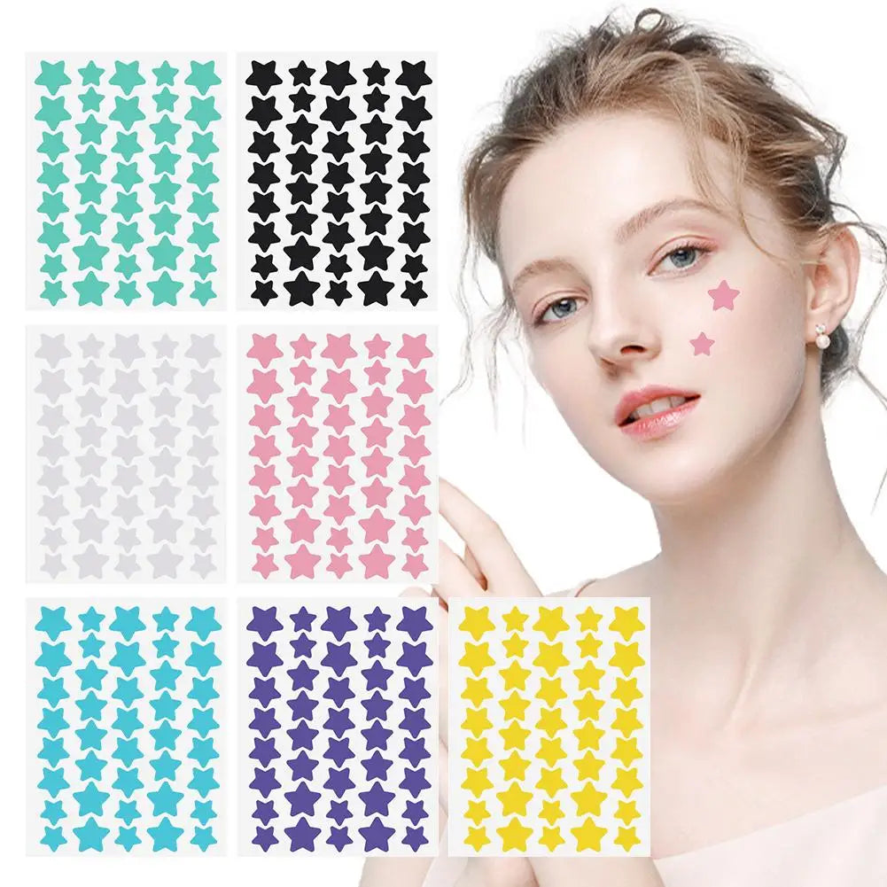 40Pcs/sheet Colorful Cute Star Heart Shaped Treatment Sticker Invisible Cover Removal Pimple Patch Skin Care