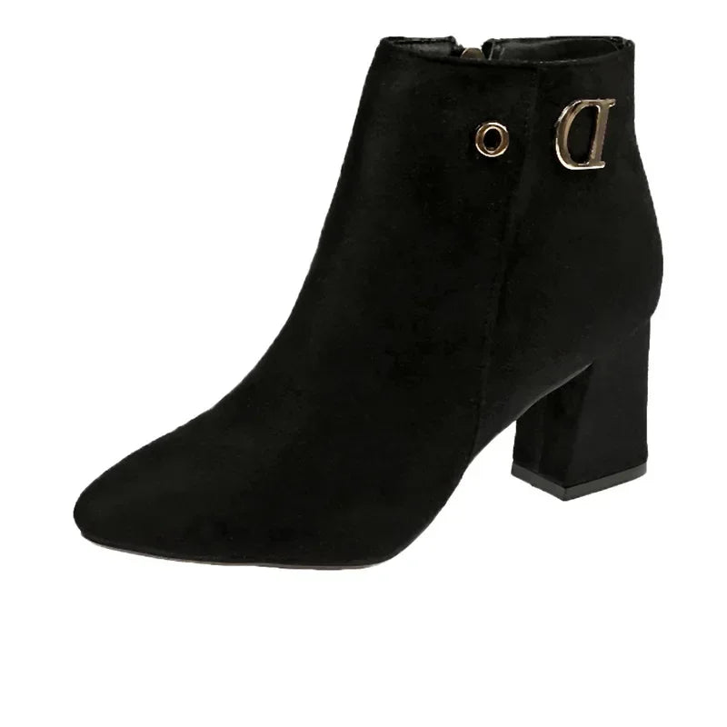 2024 New Women Fashion Large Size 43 Women Ankle Boots Luxury High Heels Pointed Ladies Booties Elegant Black Shoes 43