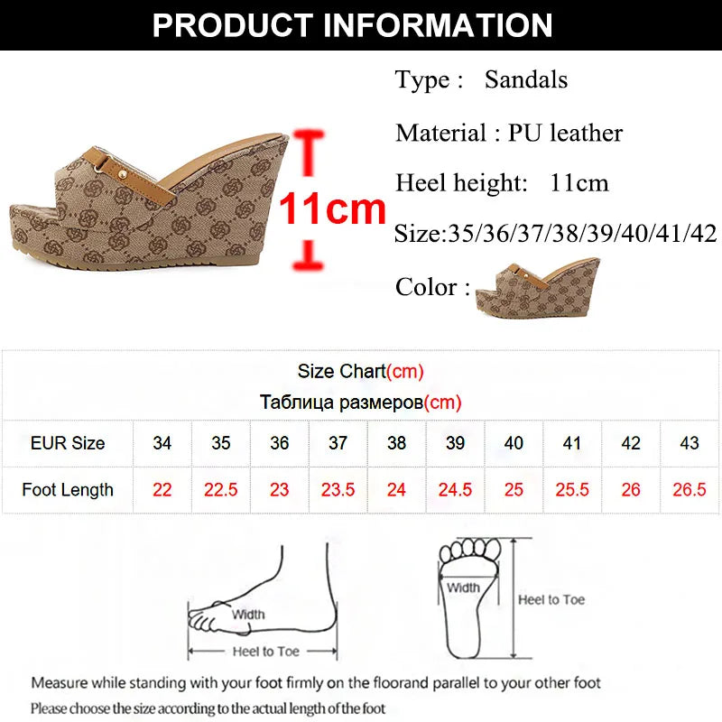 Brand Design Wedge Heel Sandals Women 2024 Summer Chunky Platform Mule Slippers Woman Sexy Super High Heels Sandalias De Mujer