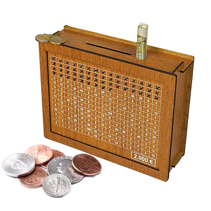 Handmade Natural Wooden Piggy Bank Decorative Disposable Saveing Money Box with Money Goals Counter Piggy Bank for Kids Adults