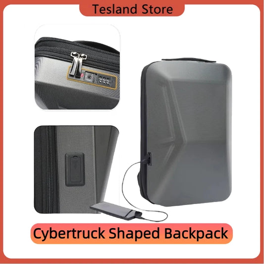 For Tesla Cybertruck Shaped Backpack Durable Anti-Theft Expandable Portable Hardshell Bag With USB Charging Port Laptop Backpack