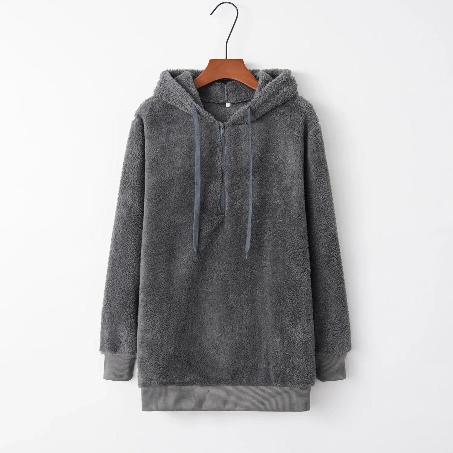 Women's Long-Sleeved Hooded Sweater, Monochromatic Coat, Fashion Trend