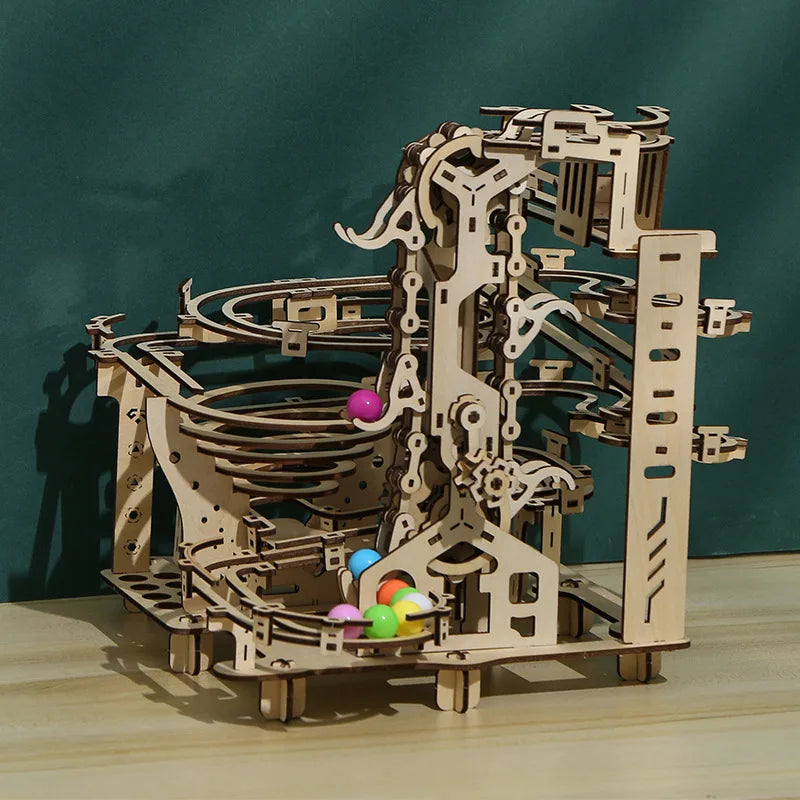 wooden 3d puzzle DIY Building blocks Kit Montessori Educational Toys Best marble run board games for adults giftly For Kids